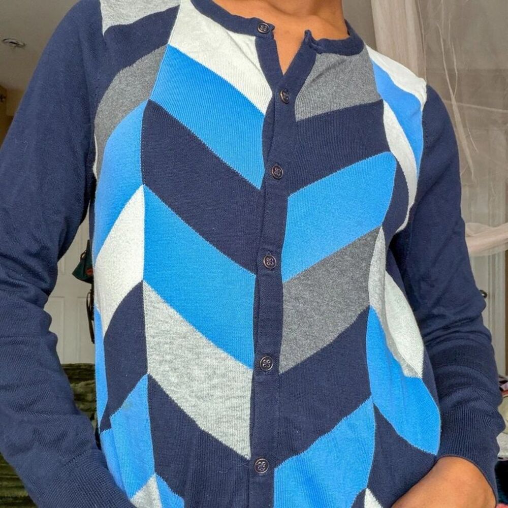 Lands End Geometric Print Cardigan (Size: S)